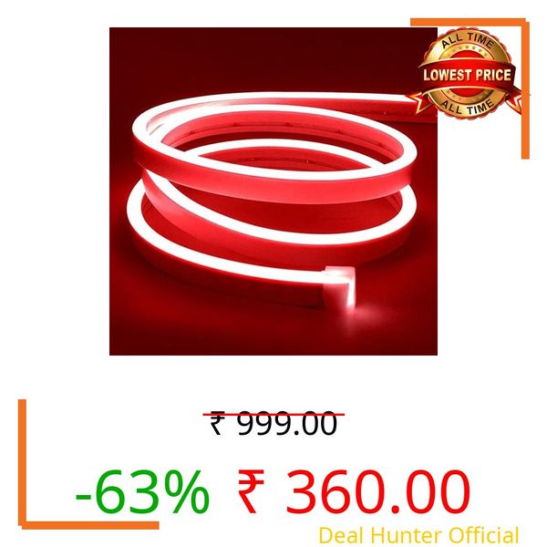 V.E.S.P.A 16.4 Feet Neon LED Strip Lights, with 12V Adapter, Waterproof IP65, Silicone Flexible Rope Light for Wall Décor | DIY Name Signs | Neon Lights | 5 Meter | (RED)