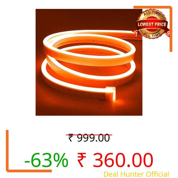 V.E.S.P.A 16.4 Feet Neon LED Strip Lights, with 12V Adapter, Waterproof IP65, Silicone Flexible Rope Light for Wall Décor | DIY Name Signs | Neon Lights | 5 Meter | (Orange)