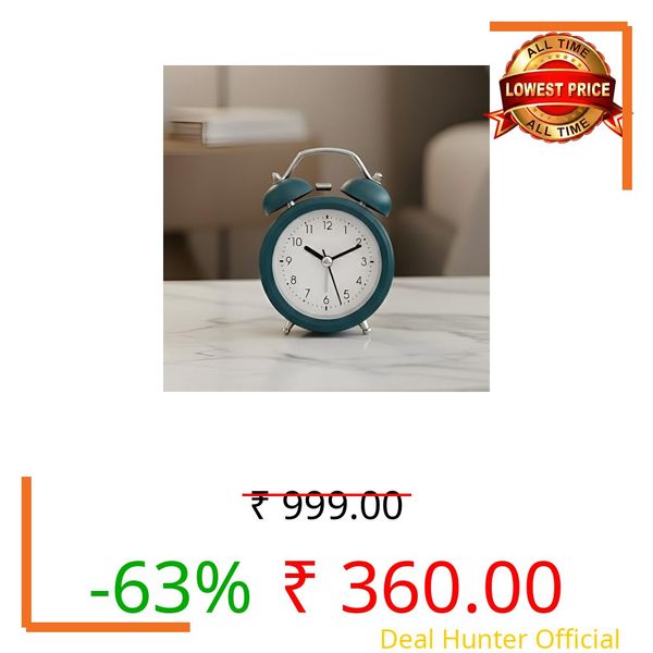 Auromin Analog Alarm Clock for Bedroom & Study Table | Loud Alarm for Heavy Sleepers | Silent Desk & Table Clock for Home, Office, Living Room | Retro Stainless Steel Alarm Clock