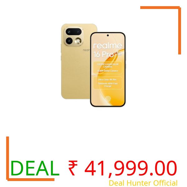 Realme 16 Pro 5G Smartphone 12GB RAM 256GB ROM 6.78 inch 144Hz AMOLED Display, 7000mAh Battery 80W Ultra Charge, 200MP AI Rear Camera 50MP Front Camera, Dimensity 7300-Max Chipset Android 16 IP69 Gold
