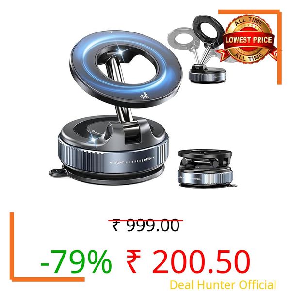 Brunttype 360° Vaccum Magnetic Phones Holder, Magnetic Car Phone Mount, Hands-Free Suction Cup Phones Holder for with Study Car/Gym/Mirror/Shower, Car Mount Compatible All Mobiles (Pack 1)