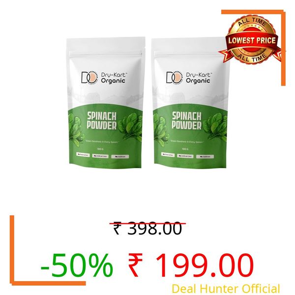 Dry-Kart Organic Spinach Powder | Double Combo Pack | 100 g x 2 | Spinach Powder for Family Use