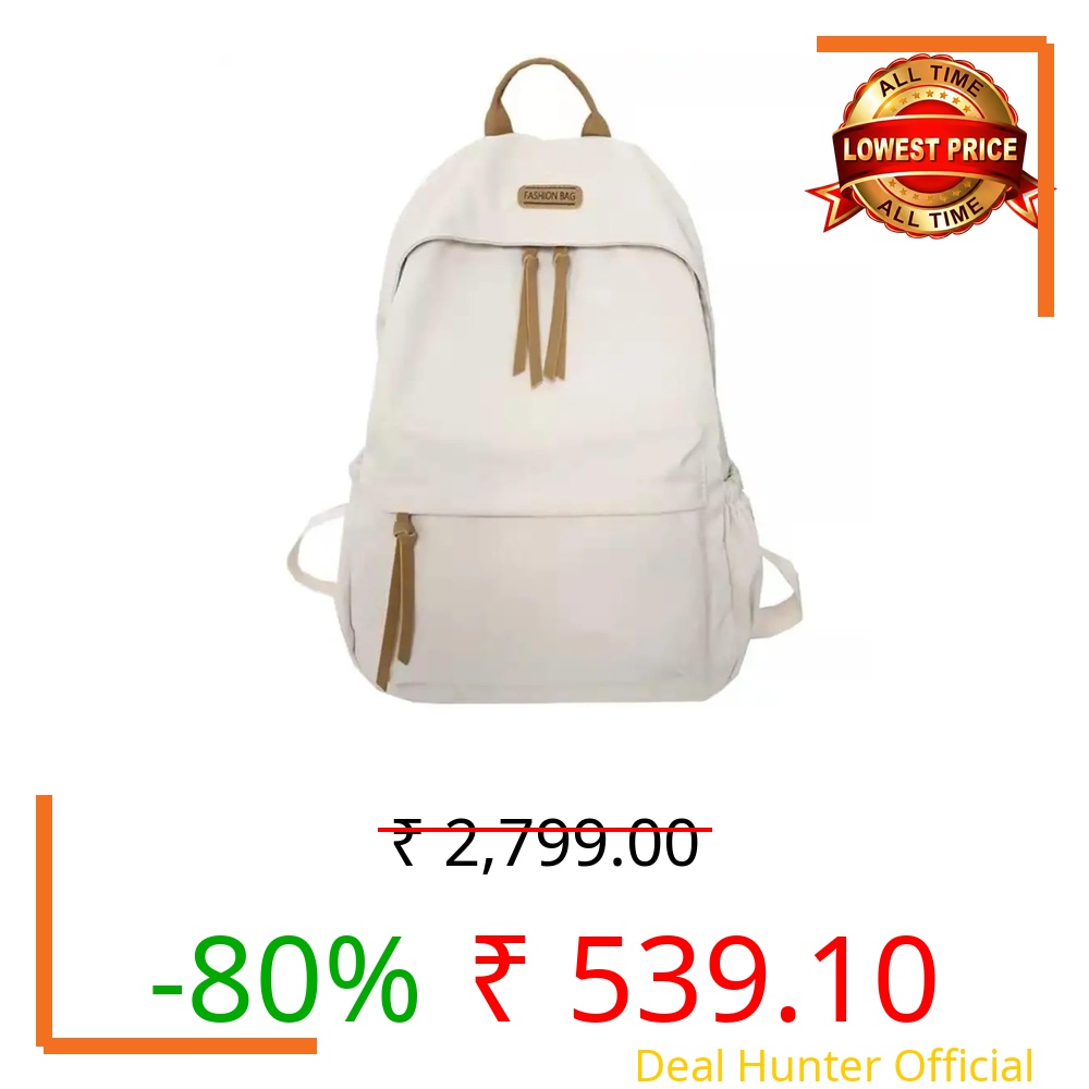 ASDIP Stylish Backpack for Men & Women | Lightweight Casual Travel & College Bag | Minimal Design Daily Use Backpack (white)