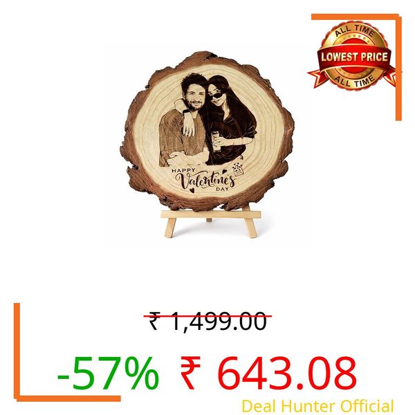 Personalized Wooden Photo Engraved Plaque with Stand | Custom Couple Photo Gift | Valentine’s Day Romantic Gift for Him & Her (Wood, 5-6 inch)