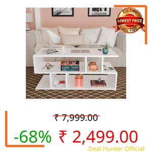 SPYDER CRAFT Zig Zag Multipurpose Coffee Table, Nesting Center Table, Round Leisure Table, Suitable for Bedside/Hallway/Living Room (Finish Color - White, DIY(Do-It-Yourself))