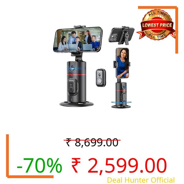 Kratos K13 Ai Powered Auto Face Tracking Tripod,360° Rotation Mobile Holder for Smart Video Shoot with Remote,No App Needed,Gimbal Stabilizer with Gesture Control for Video Recording