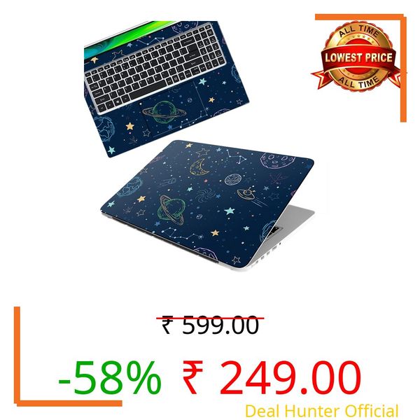 Inkykart Full Body Laptop Skin Bubble-Free| Laminated| Removable| HD Quality Sticker for Laptops Upto 15.6 Inches Compatible with Hp/Dell/Acer/Lenovo/Asus etc.(Space-215)