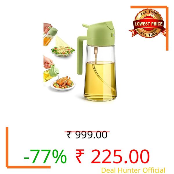 SmartNest 2-in-1 Oil Sprayer and Dispenser Bottle Glass Oil Spray Bottle for Kitchen, Air Fryer, Cooking, BBQ, Salad & Roasting (500ml)