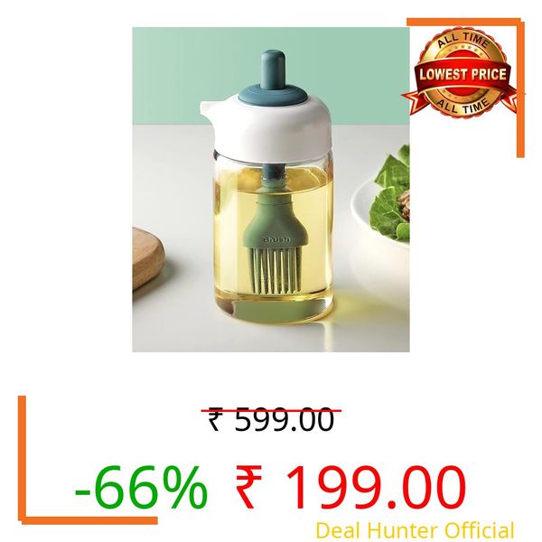 250 ml 2‑in‑1 Glass Oil Dispenser Bottle with Silicone Brush – Versatile Condiment Jar for Cooking, Baking, BBQ, Frying, Grilling & Pastry, Grill Baking/Kitchen Cooking/Kitchen Tool & Accessories
