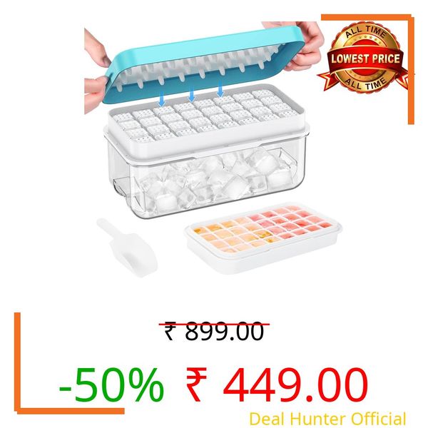 Ice Cube Molds with Lid,Big Silicone Ice Cube Tray for Whiskey,2Inch Square Ice Cube Tray,Easy-Release Ice Mold,Giant Ice Cubes for Bourbon Cocktail (1, Blue-48)