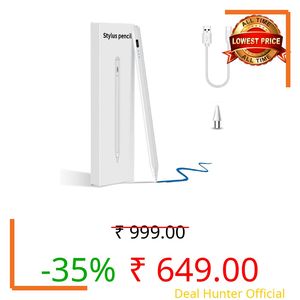 HUG PUPPY Universal Stylus Pen for Touch Screen Devices | Compatible with iPad, Android Tablets & Smartphones | Smooth & Precise Capacitive Touch Pen (White, 1 Pc)