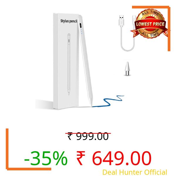 HUG PUPPY Universal Stylus Pen for Touch Screen Devices | Compatible with iPad, Android Tablets & Smartphones | Smooth & Precise Capacitive Touch Pen (White, 1 Pc)