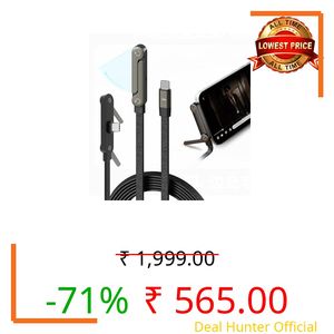 Wefly 2-in-1 Invisible Holder Charger Cable – 240W Fast Charging Cord with Built-in Phone Stand, Tangle-Free Nylon Cables for Smartphones Tablets