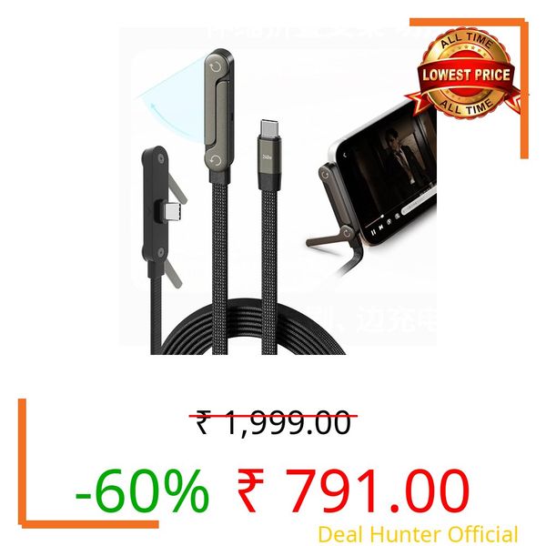 Wefly 2-in-1 Invisible Holder Charger Cable – 240W Fast Charging Cord with Built-in Phone Stand, Tangle-Free Nylon Cables for Smartphones Tablets