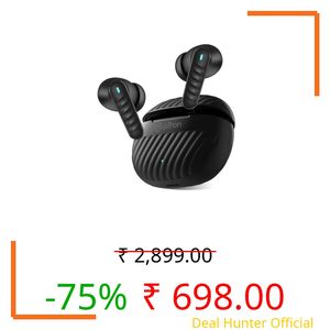 pTron Bassbuds Bliss TWS Ear Buds w/ 4 QuadPro Mics, 3D Audioscape, AI-ENC Calls, 40H Playtime, 50Ms Low-Latency Game/Music Modes, BTv5.3, Type C Fast Charging & IPX5 Water Resistant (Obsidian)