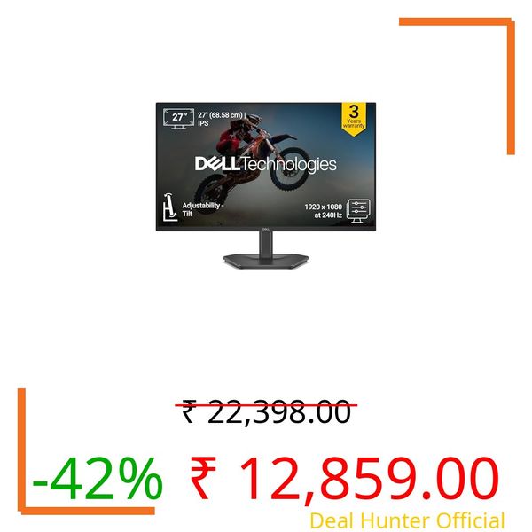 Dell SE2726HG 27" (68.58 cm) FHD Gaming Monitor | 240Hz Fast IPS | 0.5ms Response | AMD FreeSync Premium | HDR10 | 99% sRGB | Eye Comfort Certified | HDMI 2.1 & DP 1.4 Ports | Tilt Stand | Black