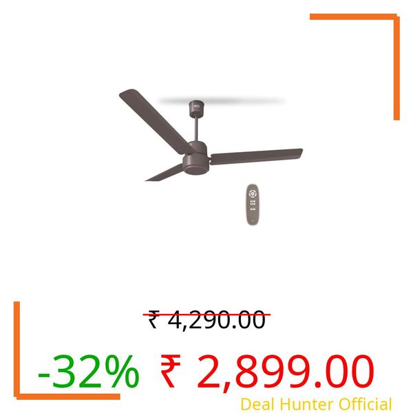 Havells REO BLDC 1200MM 5 Star Rated Ceiling Fan| Air Flow: 220 CMM| Speed: 350 RPM|Watt: 33W| Reverse Rotation Mode| Timer Setting| 2 Year Door Step Warranty By Manufacturer (Unnovate, Stone Grey)