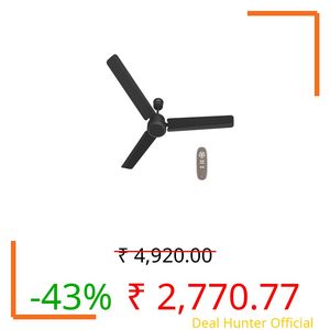 REO By Havells UNNOVATE BLDC 1200MM 5 Star Rated Ceiling Fan| Air Flow: 220 CMM| Speed: 350 RPM|Watt: 33W| Reverse Rotation Mode| Timer Setting| 2 Year Door Step Warranty By Manufacturer (Matte Black)