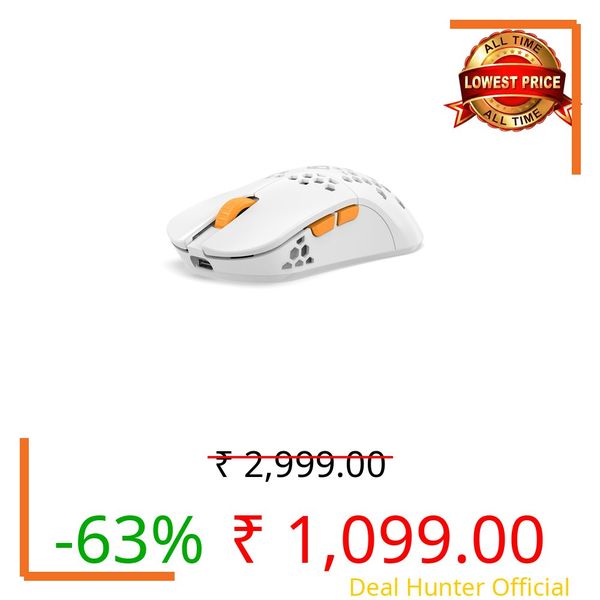 Cosmic Byte Umbra Tri-Mode Wireless Gaming Mouse | 2.4GHz + Bluetooth 5.0 + Wired | PixArt A3104 Sensor | 1000Hz Polling | 45 IPS | 53g Lightweight | Programmable Buttons | Software Support (White)