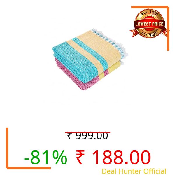 Large Cotton Bath Towels, Soft, Quick Dry & Absorbent (PACK2)-DGREENRED