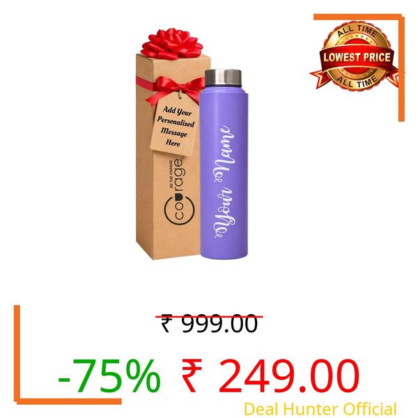 COURAGE ; BE THE CHANGE Customized | Personalized | Name | Logo Print for Gifting & Employee Appreciation on Stainless Steel Water Bottle for Office & School(Shine)(1000 ML) (Purple)