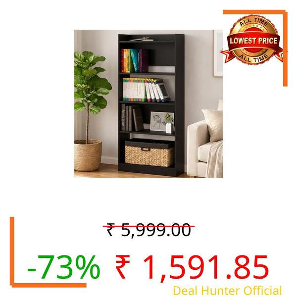 Callas Bookshelf for Home - 5 Tier Books Rack for Study Room Multipurpose Open Shelf for Home, Office, School Engineered Wood Book Organizer Shelf (Black, BR-23, 5)