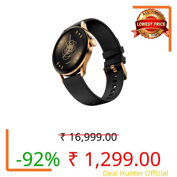 Fire-Boltt Glitz Women Smart Watch with 1.19” AMOLED Display, Bluetooth Calling, Rotating Crown, Always On Display, 1000 Nits Brightness, IP68 Waterproof Midnight Black