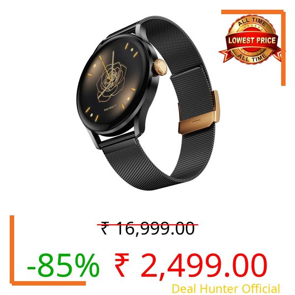 Fire-Boltt Glitz Women Smart Watch with 1.19” AMOLED Display, Bluetooth Calling, Rotating Crown, Always On Display, 1000 Nits Brightness, IP68 Waterproof Midnight Onyx