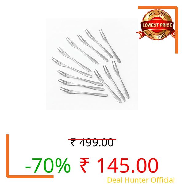 Vaa Dream 12 Piece Stainless Steel Fruit Fork Premium Stainless Steel Cocktail Fork Set of 12 – Elegant 2-Prong Fruit & Appetizer Forks – Durable and Rust-Resistant Mini Forks for Seafood