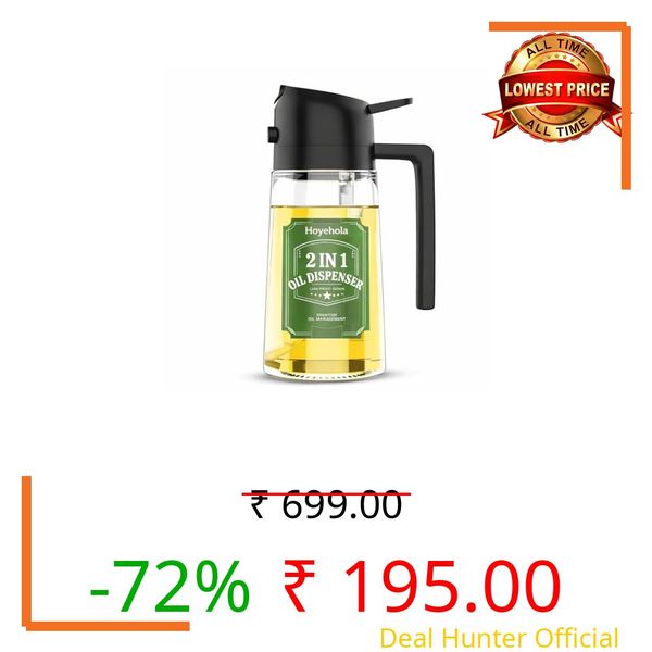 Hoyehola Oil Spray Bottle with Pour Control 470ml | Glass Dispenser for Precise Cooking | No Spill, No Waste Oil Bottle for Air Fryer, Salad & Daily Kitchen
