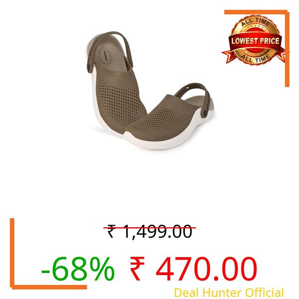 Crosskix Men’s Clogs Sandals | EVA Lightweight Breathable Clogs with Back Strap | Comfortable Anti-Skid Slip-On Footwear for Casual & Outdoor Use Brown-Beige