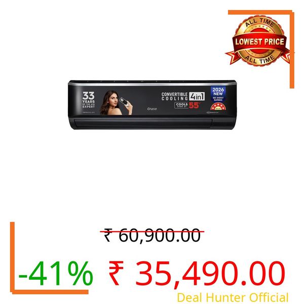 Cruise Limited Edition 1.5 Ton 5 Star Inverter Split AC (100% Copper, Convertible 4-in-1, 4-Way Swing, PM 2.5 Filter, Anti-Rust Tech, Cools at 50°C, 2026 Model, CWCVBM-VP3F185BL, Piano Black)