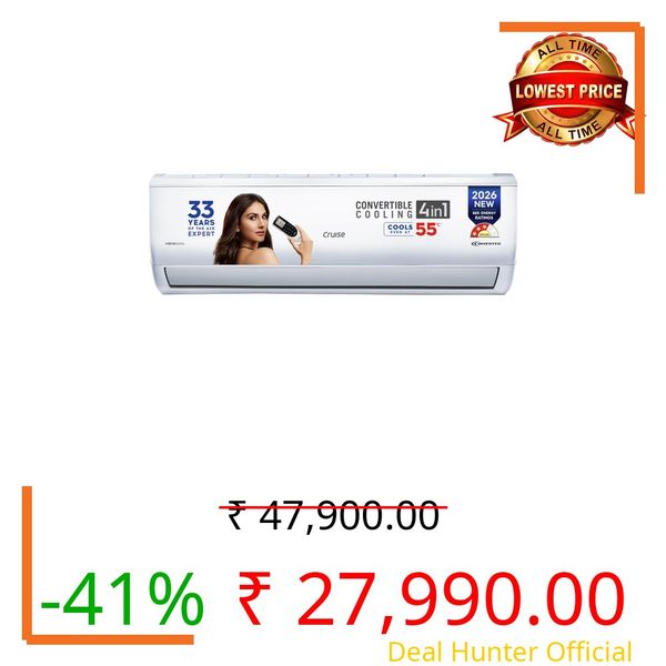Cruise 1.5 Ton 3 Star Inverter Split AC with 7-Stage Air Filtration (2026 Model, Copper, Convertible 4-in-1, Fast Cooling, PM 2.5 Filter, Anti-Rust Tech, New BEE Rated, CWCVBM-VQ3D173, White)