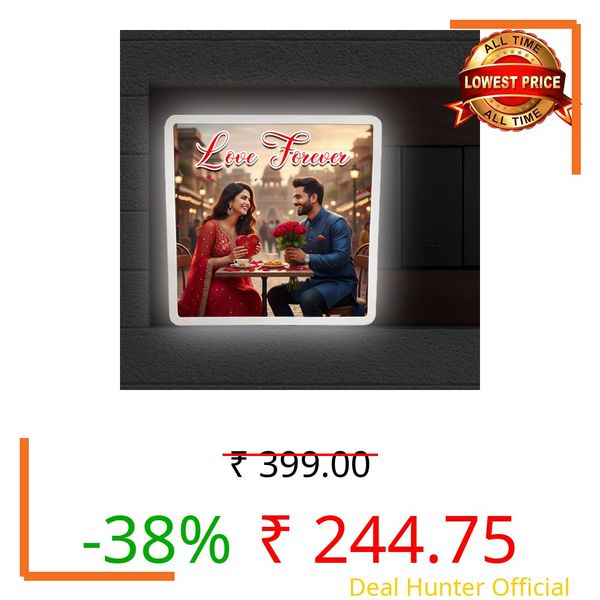 Personalized Square Night LED Lamp with Customise Photo| 4 x 4 Inch Plastic Night Light | Plug-in AC Powered | Custom Gift for Birthday, Anniversary, Home Décor. Gift for Valentine