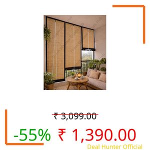 Waterproof Bamboo Curtains for Balcony Roller Rollup Blinds Bamboo Chick Curtain, Rain, Sunlight Solution, Cold Air Protection, Window,Door (Color-Brown, Size-3ft x 6ft (W x H)