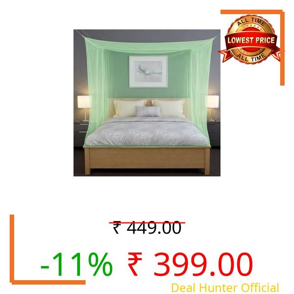 Yuvraz Mosquito Net for Bed | Foldable & Breathable Bed Net with Strong Mesh | All-Round Protection from Mosquitoes, Flies & Insects Ideal for Double/Single Bed (Green, 8 * 8 ft)