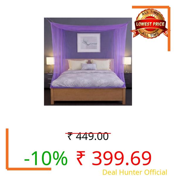 Yuvraz Mosquito Net for Bed | Foldable & Breathable Bed Net with Strong Mesh | All-Round Protection from Mosquitoes, Flies & Insects Ideal for Double/Single Bed (Purple, 10 * 6.5 ft)