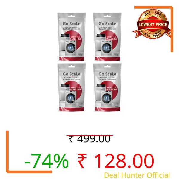 Go ScaLe Washing Machine Cleaner Descaler Powder Descaling Appliance Quick Drum Descale Deep Cleaning for Semi and Fully Automatic Front and Top Load Tub Clean Pouches 100 gm (Pack Of 4)