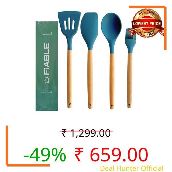 FiABLE Premium Silicone Spatula Set of 4 for Non Stick pan, Spatula Set of Cooking - Heat Resistant, FDA Certified - Hybrid Combo of 4 -Teal