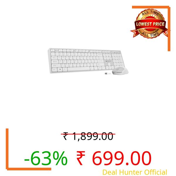 Zebronics Wireless Keyboard & Mouse Combo, 104 UV-Printed Keys, ₹ Key, 12 Multimedia Keys, Retractable Stand, 4 Button Mouse, 1600 DPI, High Precision, USB Nano Receiver (Companion 304, White + Grey)
