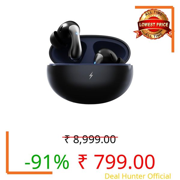 Fire-Boltt Newly Launched Aero Drift TWS Earbuds Custom EQ Wireless Bluetooth 5.4 Music & App Support 50H Playtime Battery Display Fast Charging Case 50ms Low Latency Touch Controls Midnight Black