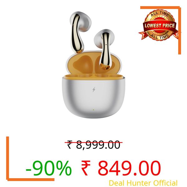 Fire-Boltt Newly Launched Aero Lite TWS Earbuds Custom EQ Wireless Bluetooth 5.4 Music & App Support 50H Playtime Fast Charging Case 50ms Low Latency for Gaming Touch Controls Ivory Gold