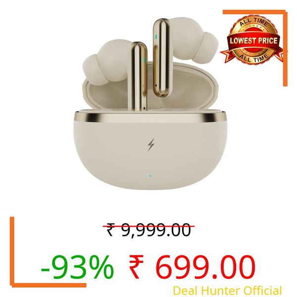 Fire-Boltt Newly Launched Aero Luxe TWS Earbuds with Custom EQ, Bluetooth 5.4 Wireless Earphones, 70H Playtime, Fast Charging Case, 50ms Low-Latency Gaming & Touch Controls Sandstone Beige