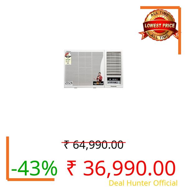 Panasonic 1.5 Ton 3 Star, New star rated, Inverter Window AC (50°C Oper., Copper Cond., 8in1 Convertible, 2-Way, PM0.1 Filter, ECO Mode, Powerful Mode, CW-LU183CG, White)