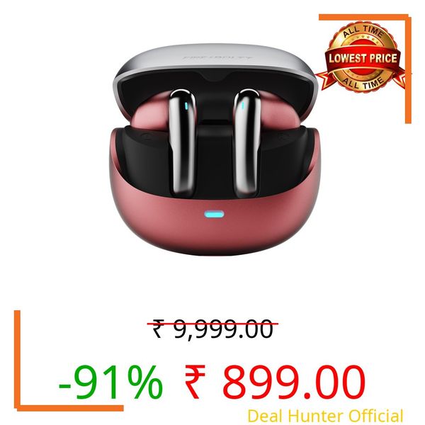 Fire-Boltt Newly Launched Aero Fit TWS Earbuds with Custom EQ, Bluetooth 5.4 Wireless Earphones, 50H Playtime, Fast Charging Case, 50ms Low Latency Gaming & Touch Controls Frost Ruby