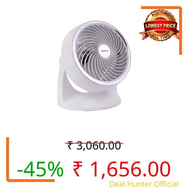 Sujata Table Fan for Home | 2100 RPM, 2 Years Warranty | Small Table Fan High Speed for Home, 180 mm Compact Fan with Balanced Blades, Energy Efficient Design (SAP1800 HS - White)