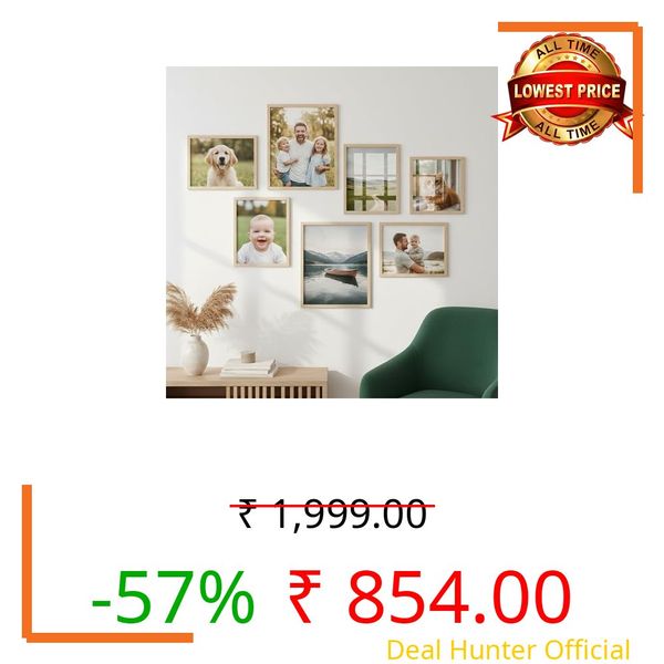 kotart Photo Frame For Wall Decor | Wooden Frames For Wall Decoration | Aesthetic Collage Picture Frames | Rectangular Photo Frame For Home Decor Office | Set of 7