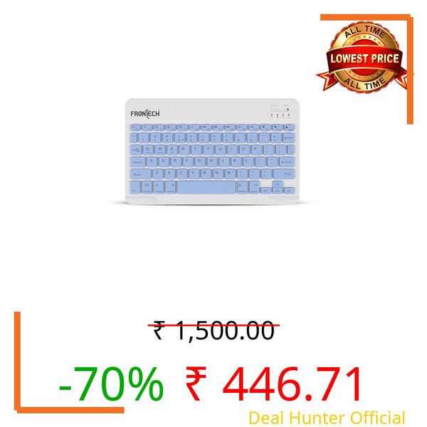 FRONTECH Wireless Mini Keyboard | BT Multi-Device | 78 Keys with Functional Hot Keys | Silent Scissor Switch | 120mAh Rechargeable Battery | Android, Windows & iOS | 1 Year Warranty (FT-1603ABLU)