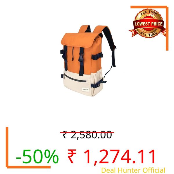 F Gear Canyon 18L Premium Canvas Laptop Backpack|Water-Resistant Fashionable Travel, Office & College Bag, Padded Laptop & Tablet Sleeves Fits Upto 17 Inch Laptop|Men & Women (Cosmic Orange)