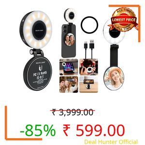 FKU 3-in-1 Magnetic Beauty Selfie Light with 2.4" Mirror, Adjusted 3 Modes, Rechargeable Fill Light for Selfies, for Photography,Makeup,Vlog (3-in-1 Magnetic Beauty Selfie Light)